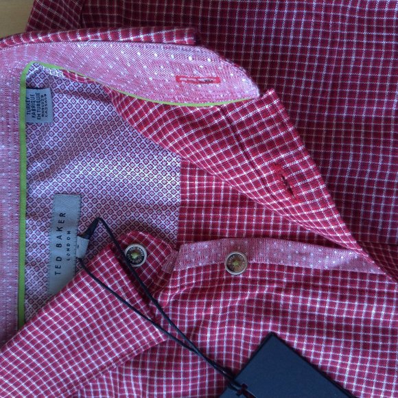 Ted Baker Red Short Sleeve Shirt- Men- Size S - Picture 5 of 8